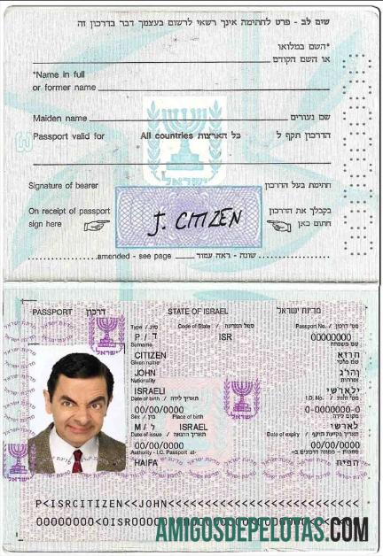 Passaporte de Israel (1992 2013) exemplo